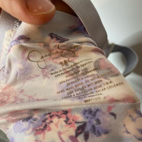 Jessica Simpson Bra 38C Blue Floral Lavender Underwire Padded Lined Intimate - Picture 6 of 6